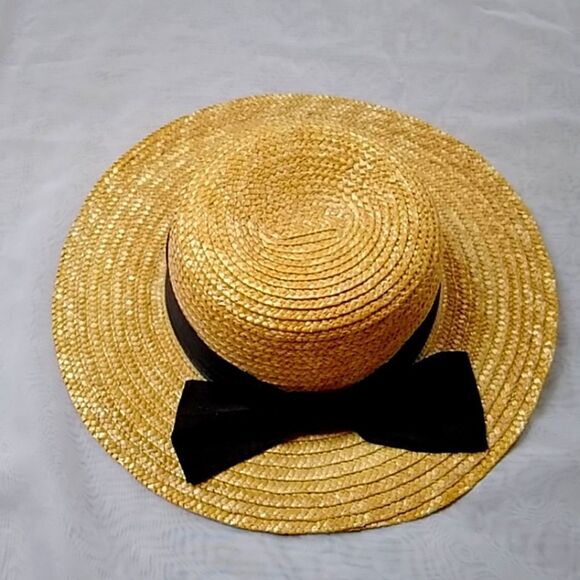 VINTAGE 58CM STRAW HANDMADE WOMEN HAT - Picture 2 of 9